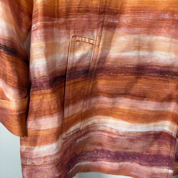 Chico's Linen Gold Stitch Sunset Hue Lightweight Cardigan Jacket Size L - Picture 3 of 8